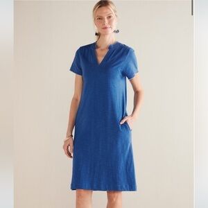 NWT Soft Surroundings Presley Short Sleeve Blue Mini Dress Size Petite XS 2/4